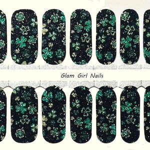 Glitter Shamrocks St. Patrick's Day Nail Polish Strips / Nail Polish Wraps / Nail Art / Nail Stickers / Nail Designs