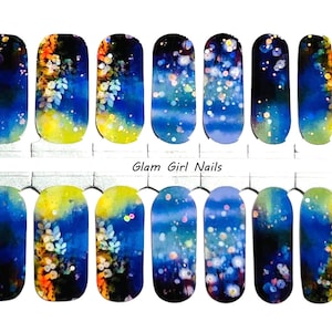 Firefly Night Sky Sparkle Manicure Nail Polish Strips / Nail Wraps / Nail Stickers