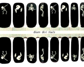 Dancing Skeleton Halloween Nail Polish Strips / Nail Wraps