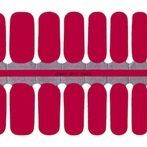 Raspberry Solid Color Nail Polish Strips, Nail Wraps, Nail Stickers, 100% Nail Polish Wraps, No Dry Nail Polish, Press on Nail Polish