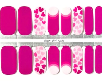 Valentine's Day Ombre Hearts Nail Polish Strips / Nail Polish Wraps / Nail Art / Nail Stickers / Nail Designs