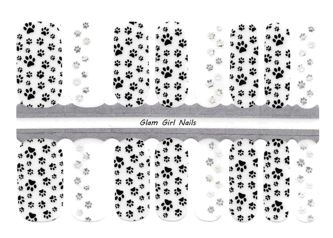 Paw Prints Translucent Overlay Nail Polish Strips / Nail Polish Wraps / Nail Sticker / Accent