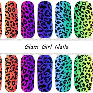 Rainbow Leopard Print Nail Polish Strips / Nail Wraps / Nail Art / Nail Stickers