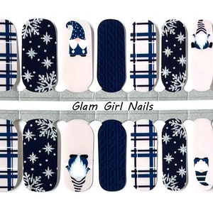 Plaid Gnome Christmas Nail Polish Strips / Nail Wraps / Nail Polish Decals / Nail Polish Sticker