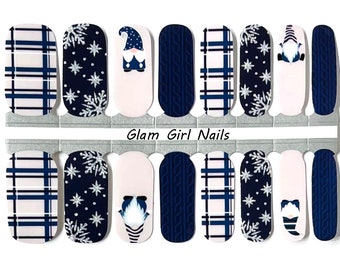 Plaid Gnome Christmas Nail Polish Strips / Nail Wraps / Nail Polish Decals / Nail Polish Sticker