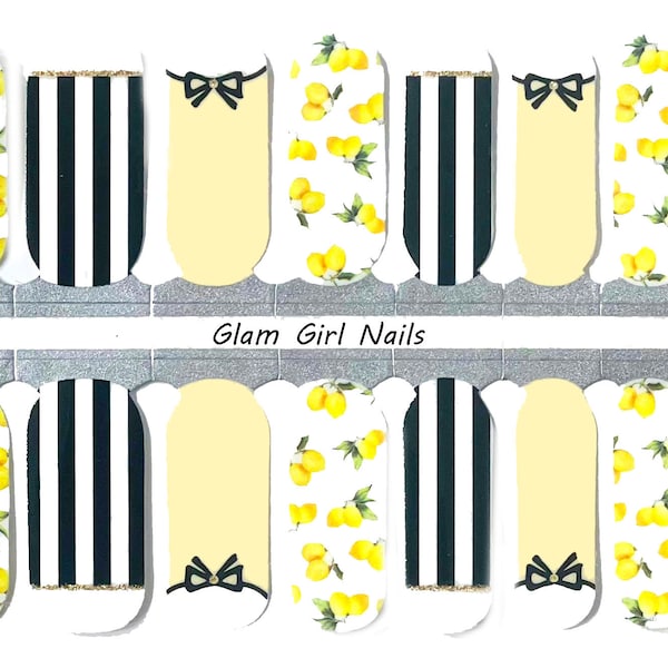 Lemon Squeeze Nail Polish Strips / Nail Wraps / Nail Stickers / Nail Art / 100% Nail Polish Wraps