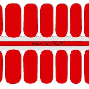 Cherry Red Solid Color Nail Polish Strips, Nail Wraps, Nail Stickers, Nail Art, 100% Nail Polish Wraps