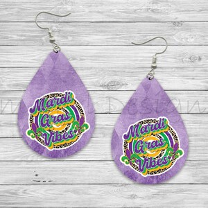 Mardi Gras Vibes Sublimation Earring Designs Template PNG, Instant Digital Download, Earring Blanks Design