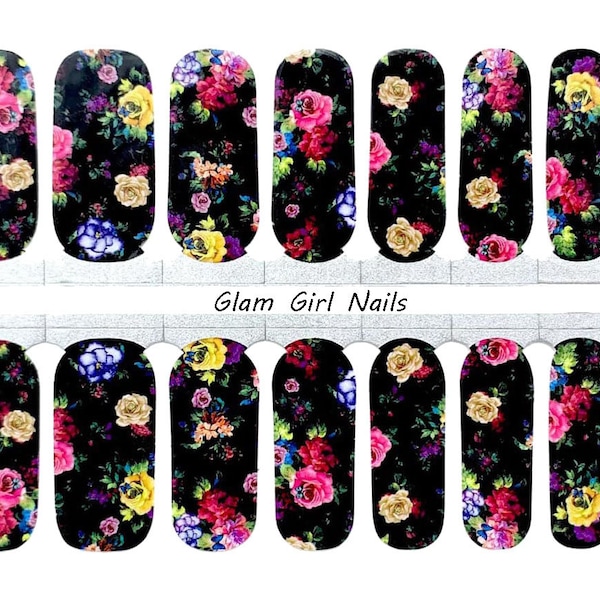 Rose Garden Floral Nail Polish Strips / Nail Wraps