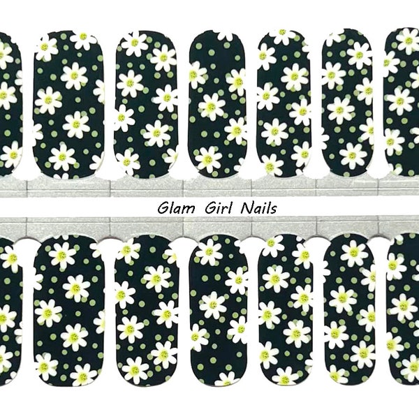 Daisies Spring Floral Nail Polish Strips / Nail Wraps / Nail Stickers / Accent Nails / Spring Manicure / Quick Dry Nails