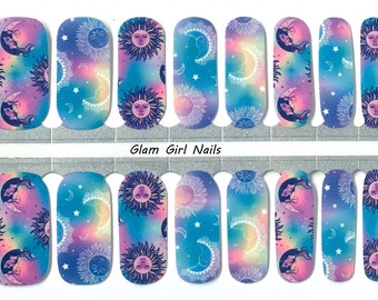 Sun and Moon Colorful Ombre Nail Polish Strips / Nail Wraps / Nail Stickers / Accent Nails