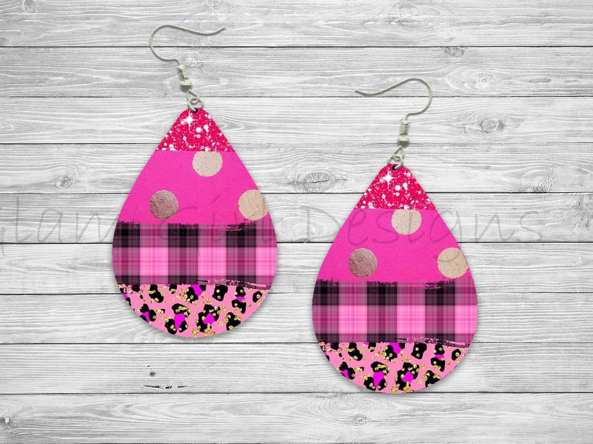 Valentines Day Plaid Leopard Stripes Sublimation Earring Designs Template PNG, Instant Digital Download, Earring Blanks Design, Printable