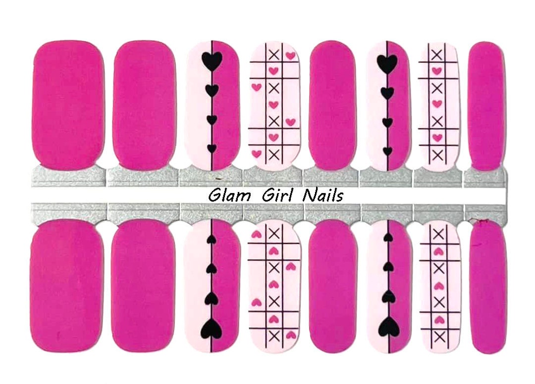 Tic Tac Toe Hearts Valentine's Day Nail Polish Strips / Nail Polish