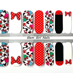 Mickey and Minnie Mouse Cake Pops Lollipops Nail Polish Strips / Nail Wraps / Nail Stickers / Accent Nails / No Dry Nail Polish