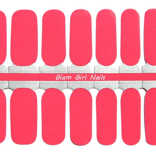 Coral Solid Nail Polish Strips / Nail Wraps / 100% Nail Polish / Nail Art / No Dry Nail Polish