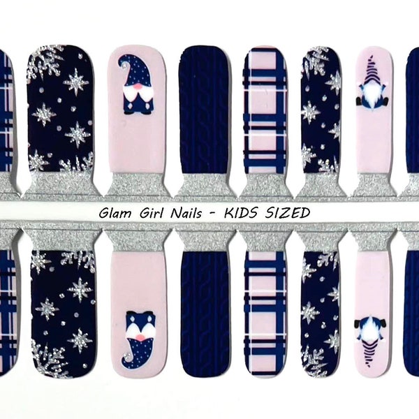 Plaid Gnome Kids Sized Christmas Nail Polish Strips / Nail Wraps / Nail Polish Decals / Nail Polish Sticker