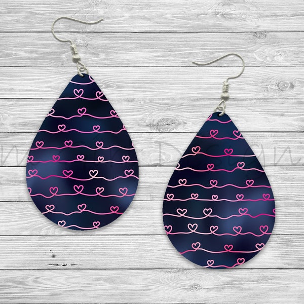 Valentines Day Pink Scribble Hearts Sublimation Earring Designs Template PNG, Instant Digital Download, Earring Blanks Design, Printable