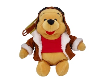 Vintage Disney Winnie The Pooh Aviator Plush, 8" Bean Bag Stuffed Animal