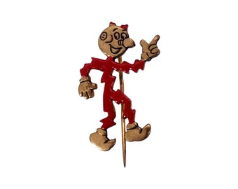 Vintage Reddy Kilowatt Stick Pin 1”  Red Enamel & Gold Tone 1950’s Electric Company Advertising