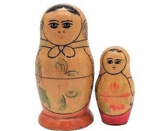 2 Vintage Russian Nesting Dolls- Made in the USSR- 1960