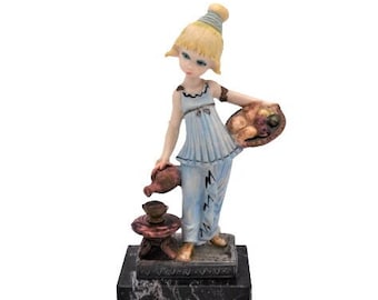 Fontanini Figurine Girl With Bowl of Fruit -depose Italy 446 - Etsy