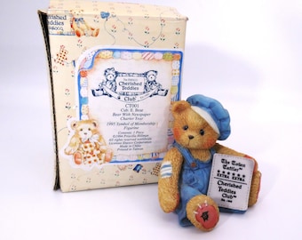 Cherished Teddies Cub E. Bear 1995 Charter Member Set Vintage By Enesco