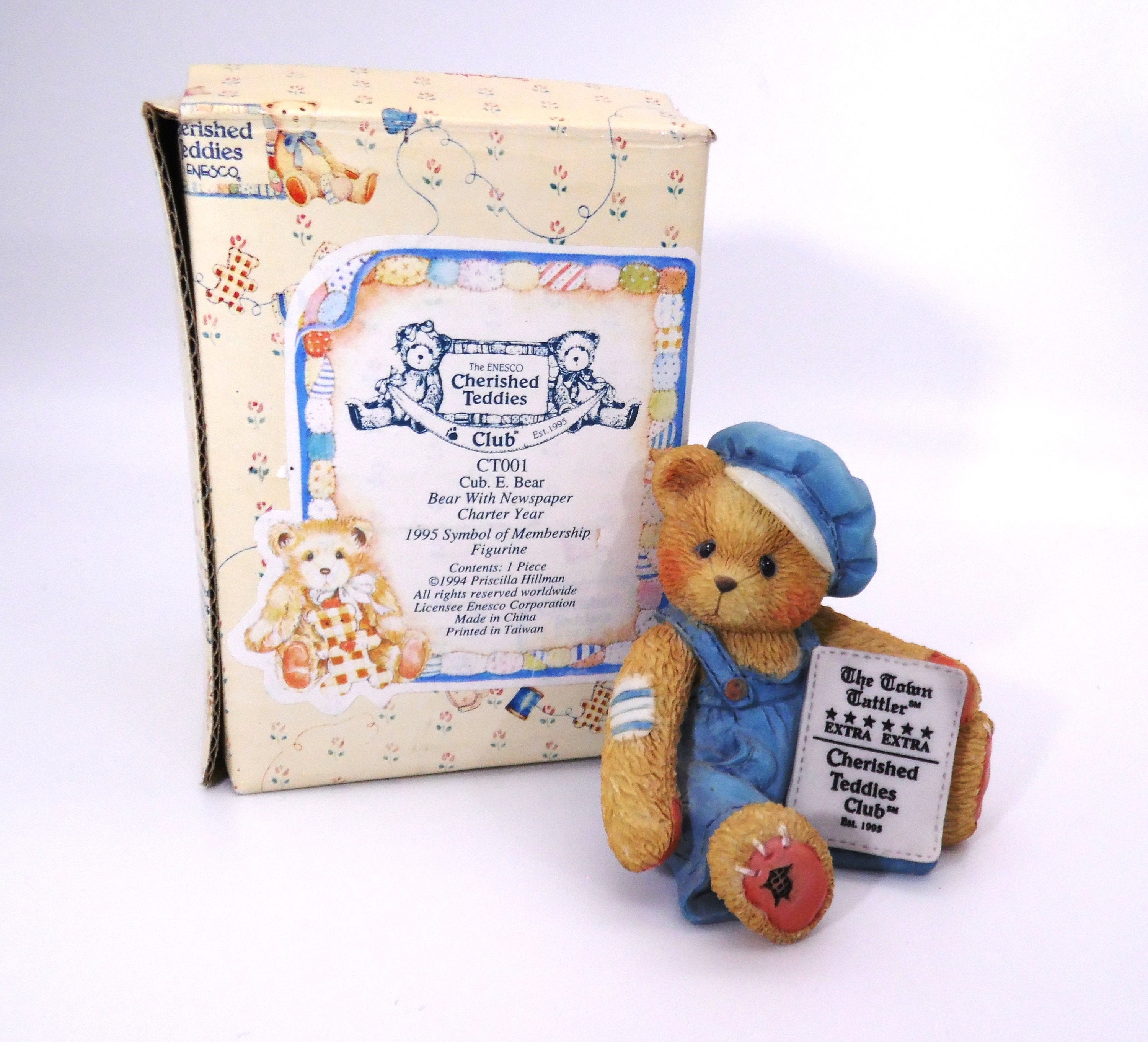 Cherished Teddies Cub E. Bear 1995 Charter Member Set Vintage by