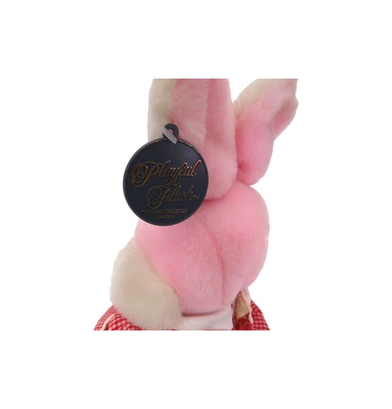 Vintage 1988 Chrisha Pink Bunny Plush in Red Dress (12