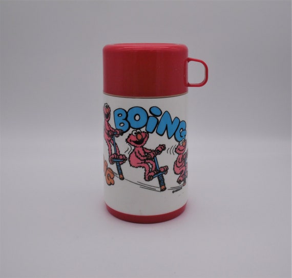 Vintage Sesame Street Elmo On Pogo Stick Boing Aladdin Thermos Etsy