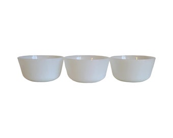 Vintage Fire King Milk Glass Bowls, Custard Soufflé Set of 3