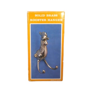 Vintage Solid Brass Rooster Chicken Wall Hanger Hook Farmhouse Wall Décor