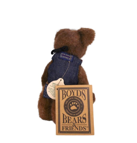 Boyds Bears Raeburn Plush Bear, Denim Vest, Bow Tie, 6