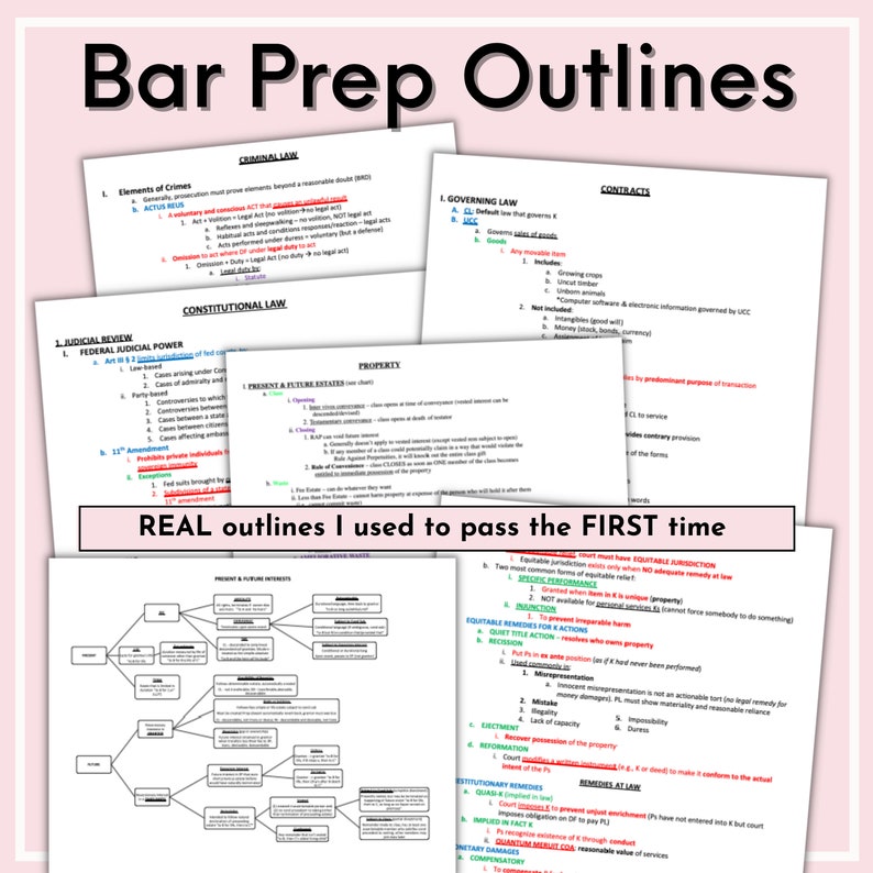 Bar Prep Outlines my REAL Outlines I Created & Used to Pass the FIRST