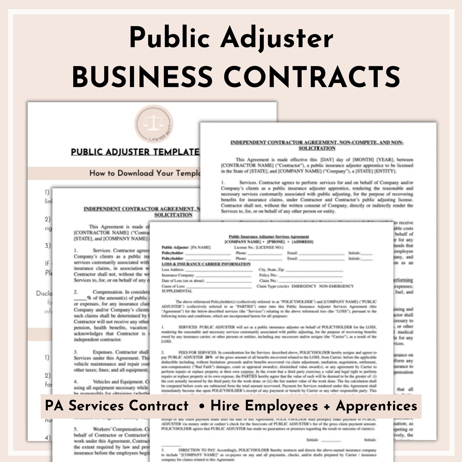 Public Adjuster Business Contracts Bundle 3 Contract Etsy