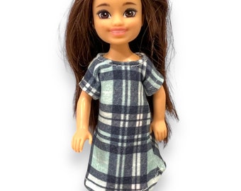 Plaid dress for 5.5” fashion doll