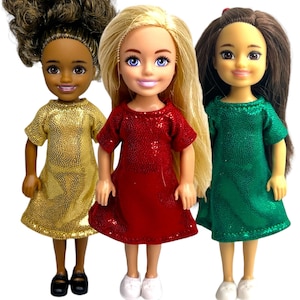 Metallic dress for 5.5” fashion doll