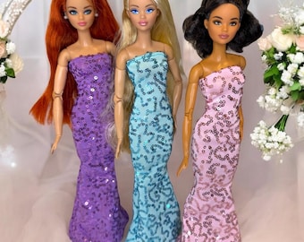 Strapless sequin dress for 11.5” fashion doll