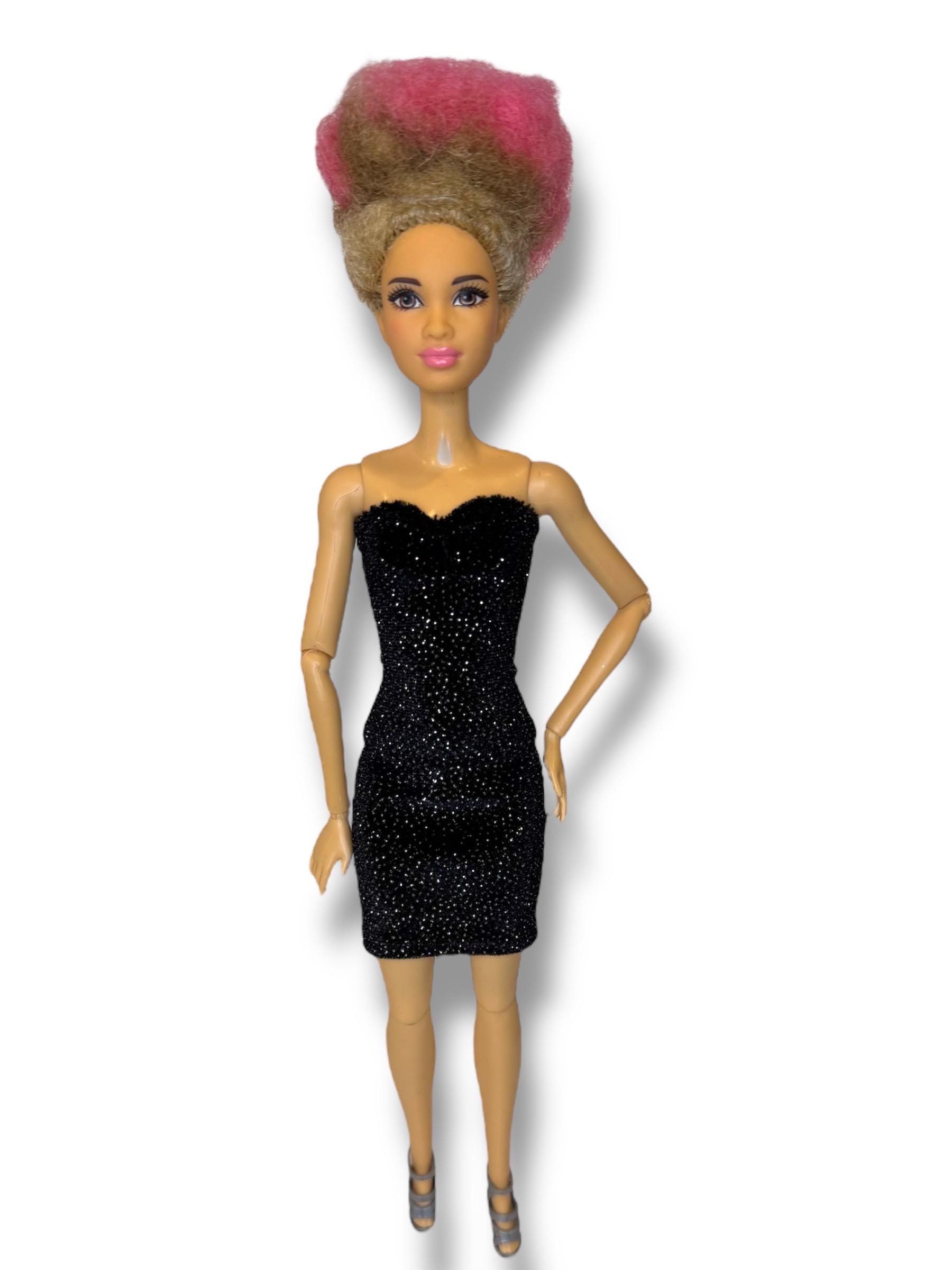 slim fit dress slacks Barbie Fashionistas Doll #221 with Natural Black Hair, Red Dress & Accessories, 65th Anniversary main image 1