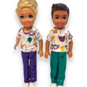 Mardi Gras outfit for 5.5” fashion doll