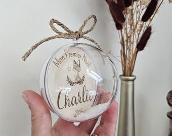 Boule de Noël , Mon premier Noël, personnalisée au prénom de bébé.