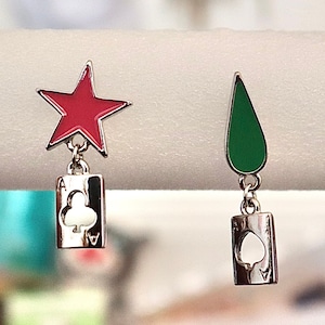 Star and Teardrop Earrings Playing Card Anime Harajuku Streetwear