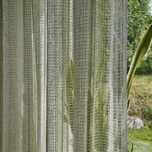 Scandinavian vintage curtains, 1960&#39;s Sweden, green and white,  2 pairs available