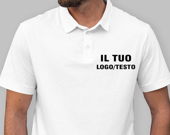 Polo UNISEX ricamata personalizzazione con Logo/Testo - Idea regalo, abbigliemento da lavoro, il tuo logo ricamato, Uomo, Donna.