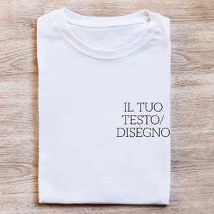 T-shirt personalizzata con ricamo unisex, aggiungi Testo o Logo - Uomo/Donna/Bambino