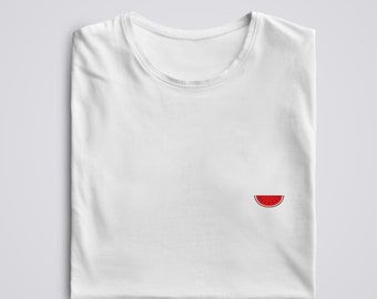 Tshirt à la pastèque avec personnalisation brodée - Tshirt à la pastèque Homme / Femme, Cadeau pour les amateurs de nourriture, Cadeau pour les amateurs de fruits!