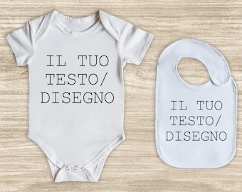 Body e bavaglino PersonalizzatI con ricamo Idea Regalo per Neonato e Neonata