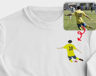 EMBROIDERED sweatshirt, embroidery of your photo, sweatshirt with embroidered personalization, gift for football lovers!