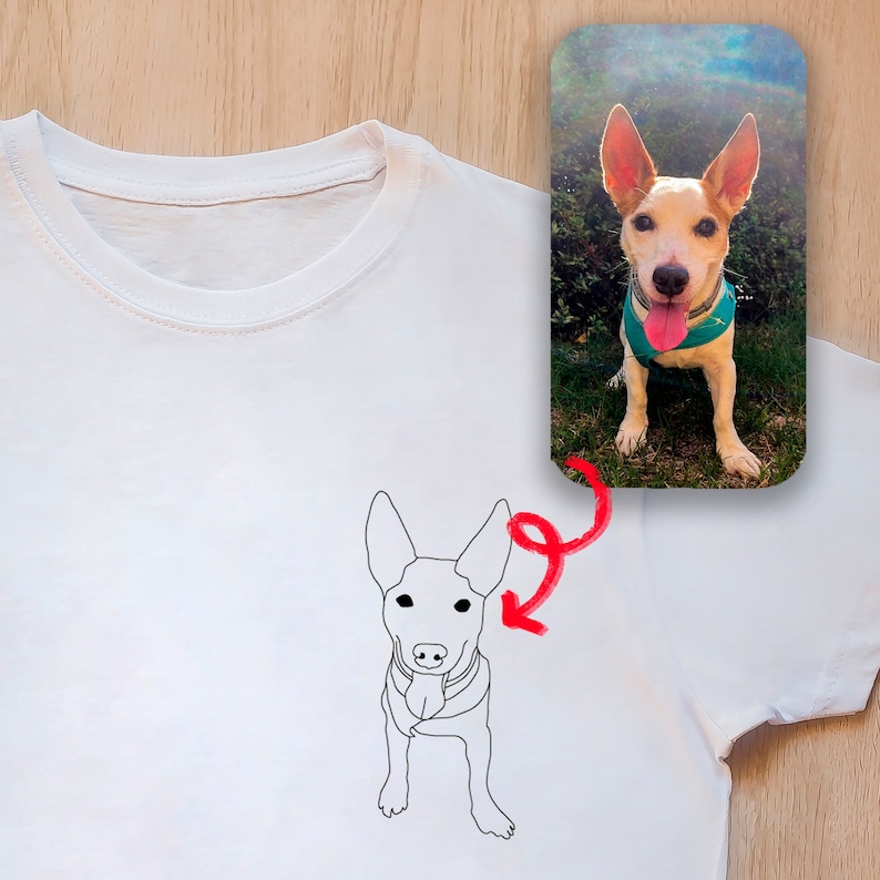 BESTICKTES Portrait-T-Shirt, Ihr stilisiertes Foto, T-Shirt mit gestickter Personalisierung, Unisex-Paar-T-Shirt, Valentinstagsgeschenk. Bild 3