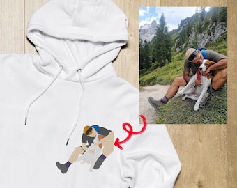 EMBROIDERED portrait sweatshirt, Embroidered custom sweatshirt, Unisex couple sweatshirt, your portrait, boyfriend girlfriend