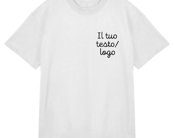 OVERSIZE T-shirt embroidered with customization of Text/Logo - Men/Women